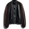 Leather Bomber Jacket With Web