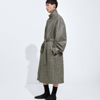 Leather Coat Desert Taupe