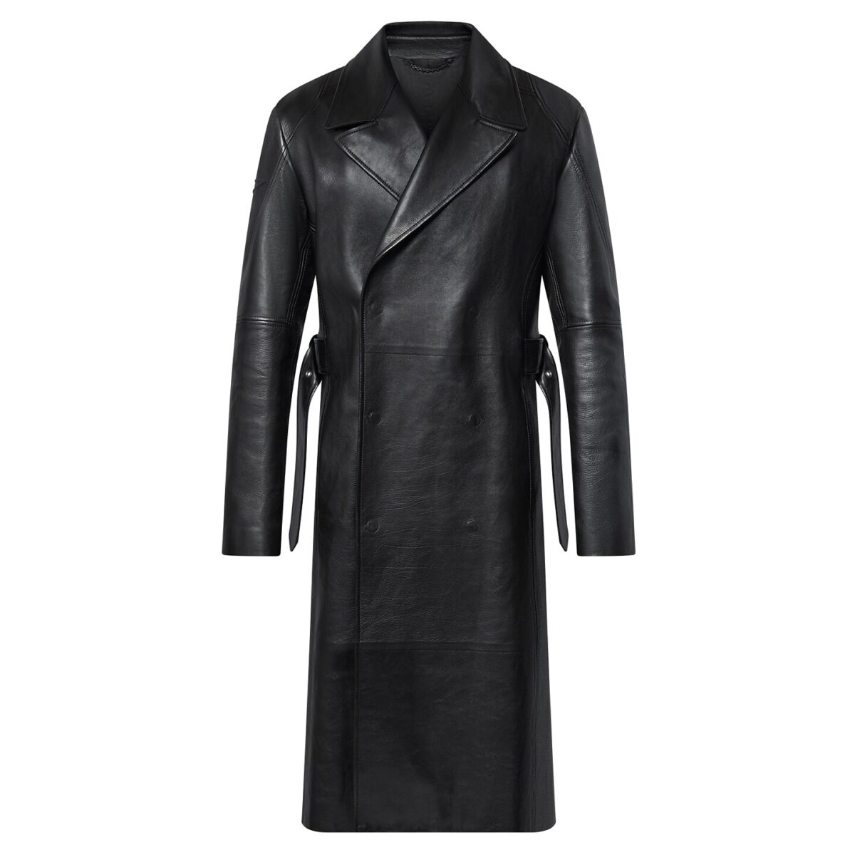 Leather Double Breasted Coat
