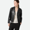 Leather Kimono Blouson Black