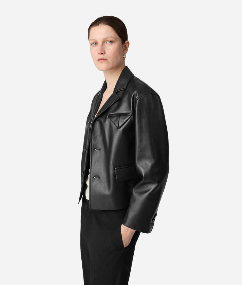 Leather Kimono Blouson Black
