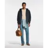 Leather Mix Hooded Blouson