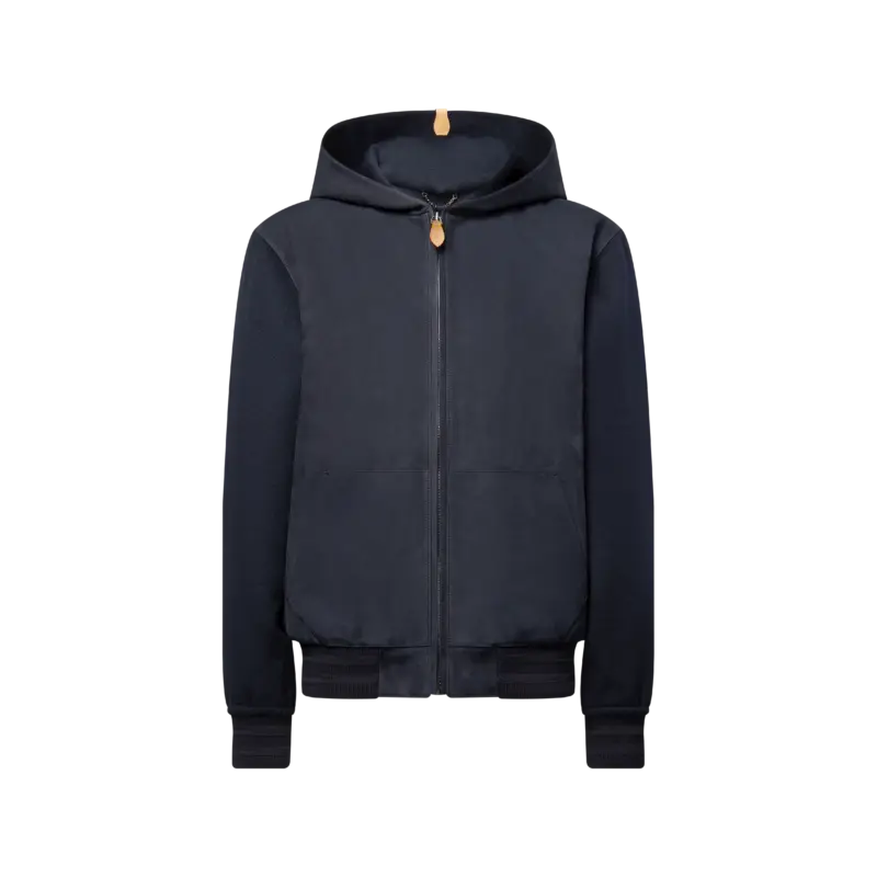 Leather Mix Hooded Blouson