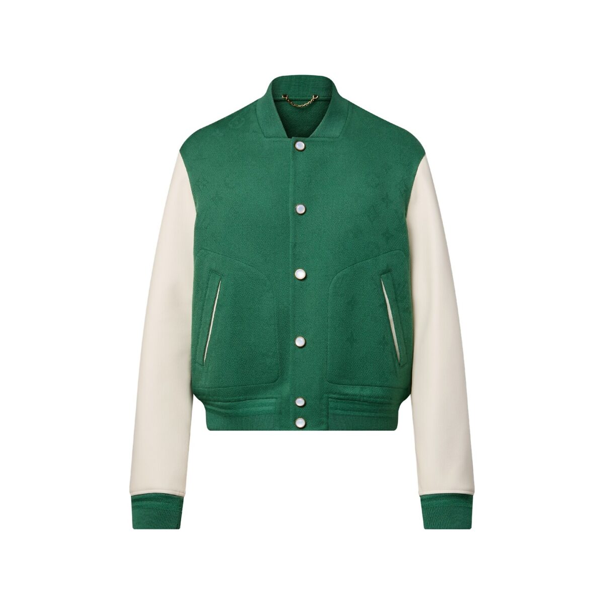 Leather Mix Monogram Varsity Jacket