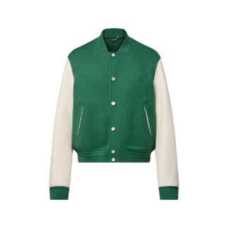 Leather Mix Monogram Varsity Jacket