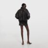 Leather With Aged Effect Bomber Jacket