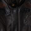 Leather With Aged Effect Bomber Jacket