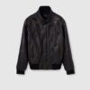 Leather With Aged Effect Bomber Jacket