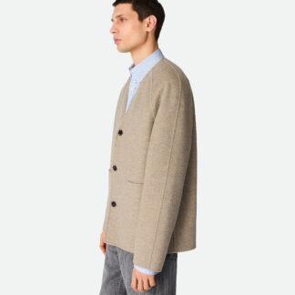 Light Double Wool And Cashmere Coat Sandshell Melange