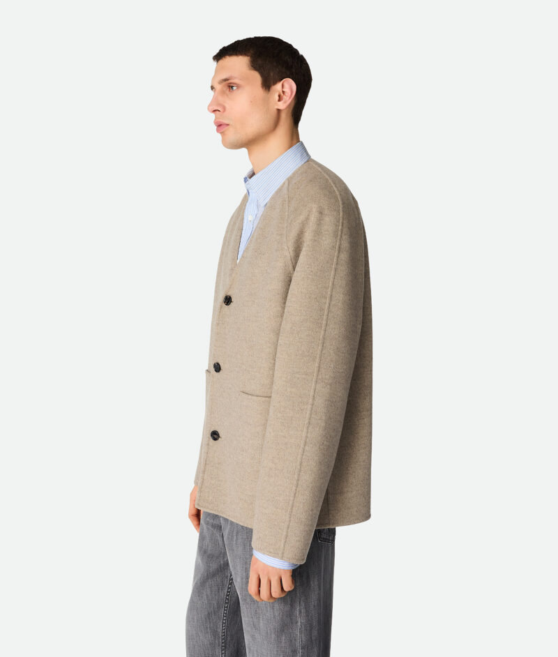 Light Double Wool And Cashmere Coat Sandshell Melange