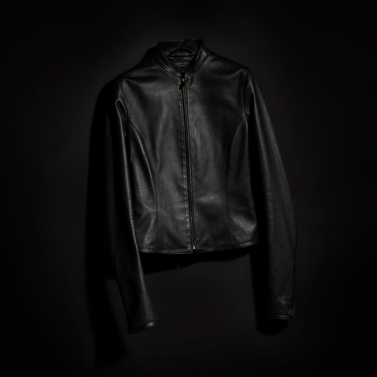 Light Stretch Leather Zip Jacket