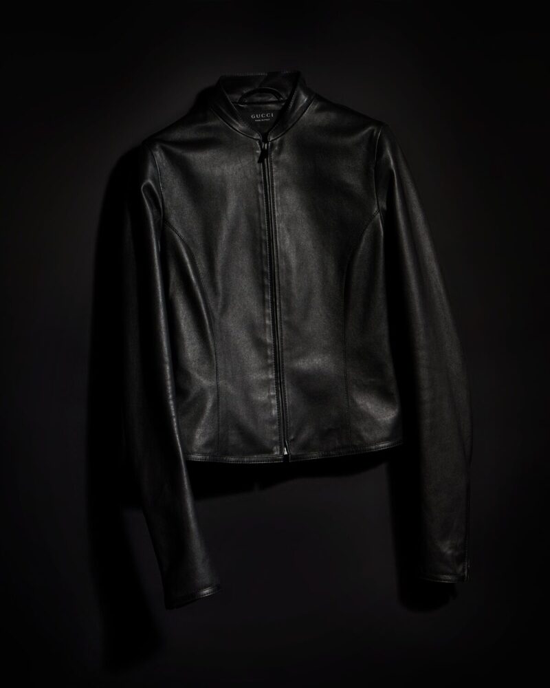 Light Stretch Leather Zip Jacket