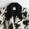 Long Fitted Coat Black and White Houndstooth Virgin Wool Blend