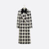 Long Fitted Coat Black and White Houndstooth Virgin Wool Blend