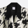 Long Fitted Coat Black and White Houndstooth Virgin Wool Blend
