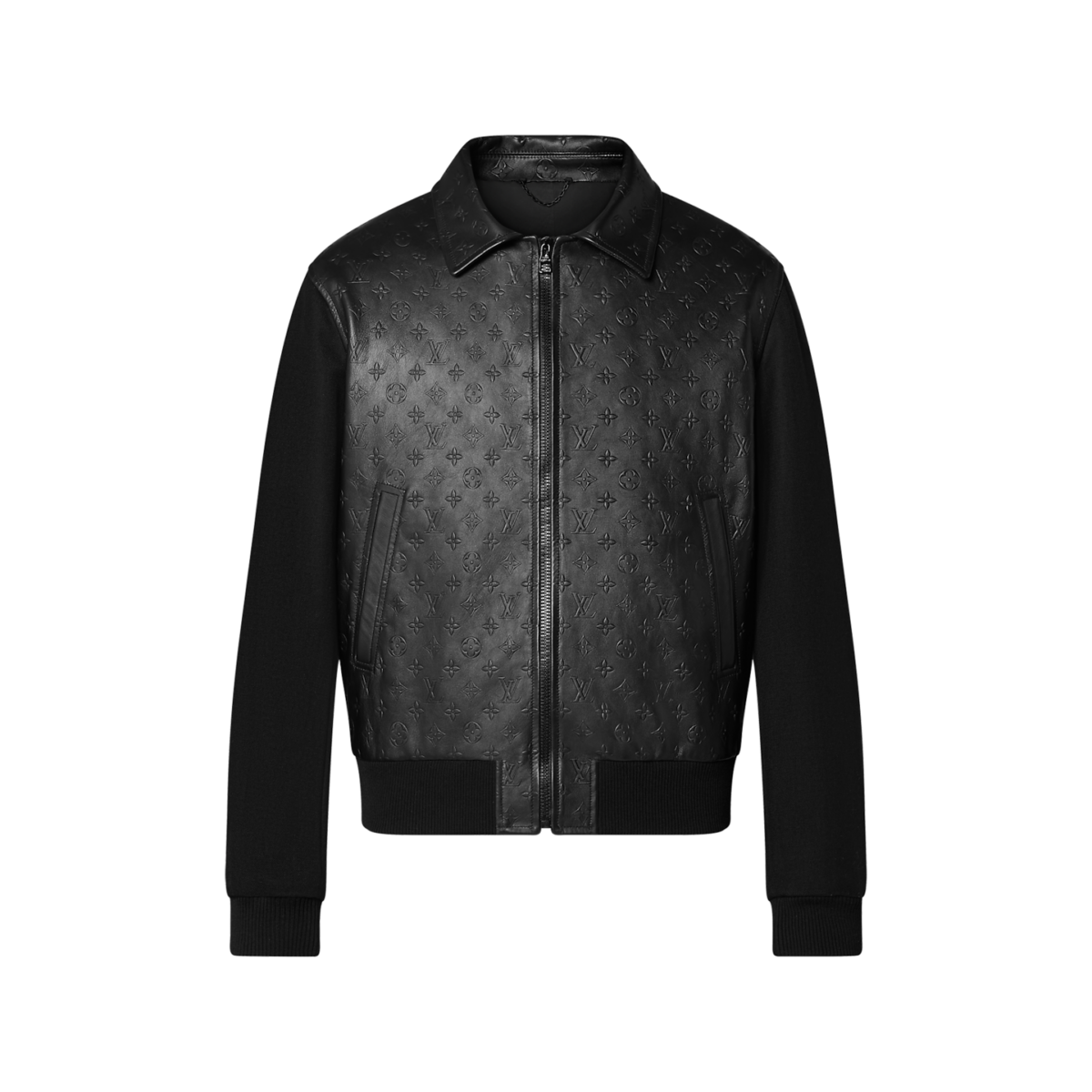 LVSE Embossed Monogram Mix Leather Blouson