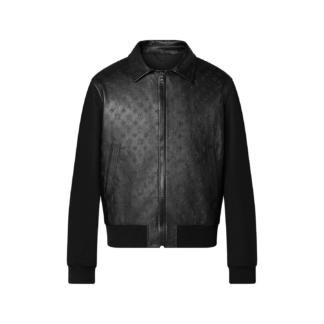 LVSE Embossed Monogram Mix Leather Blouson