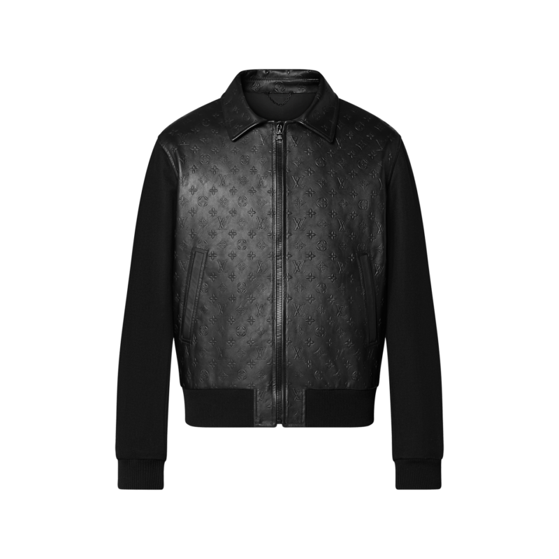 LVSE Embossed Monogram Mix Leather Blouson