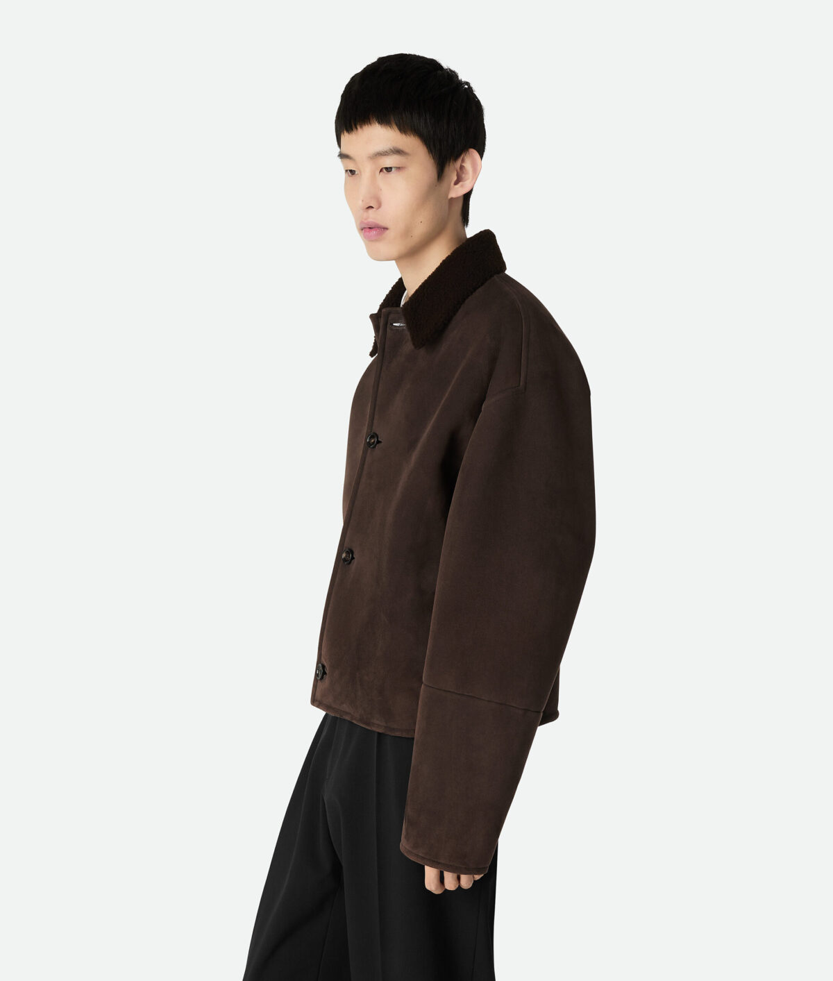 Men's Felted Merino Shearling Jacket in Fondant