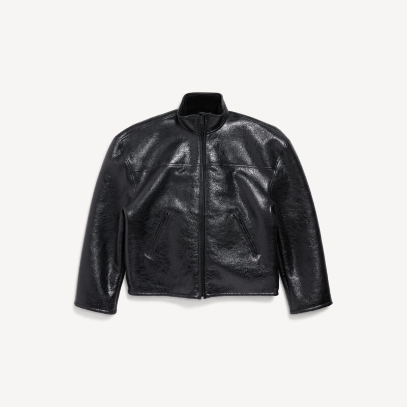 Men's Shearling Zip-up Jacket in Black