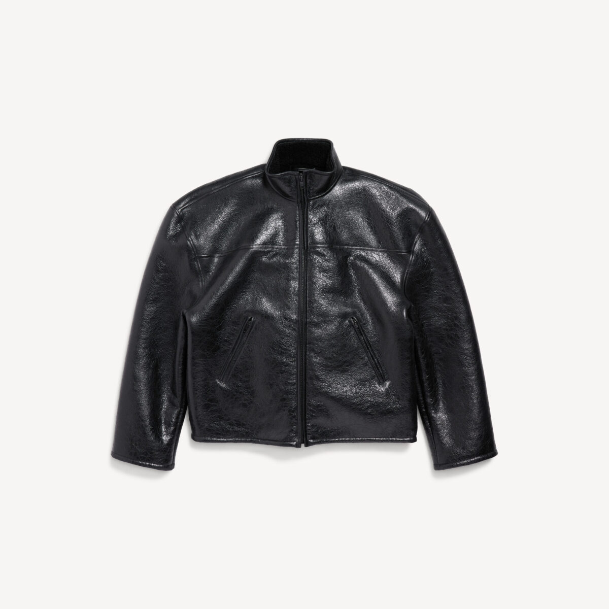 Men's Shearling Zip-up Jacket in Black