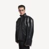 Men's Shearling Zip-up Jacket in Black