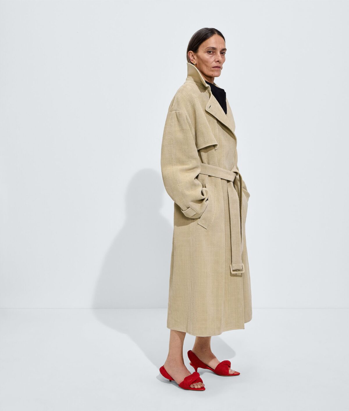 Mini Intreccio Suede Leather Trench Coat