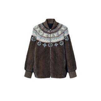 Mink Intarsia Chalet Bomber Jacket