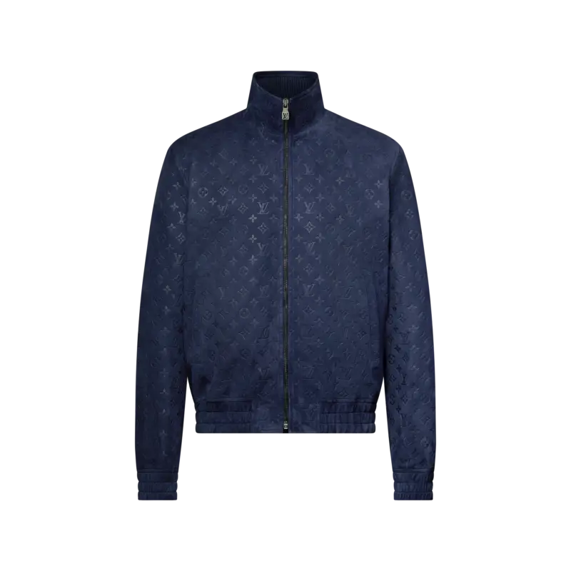 Monogram Debossed Leather Tracksuit Jacket
