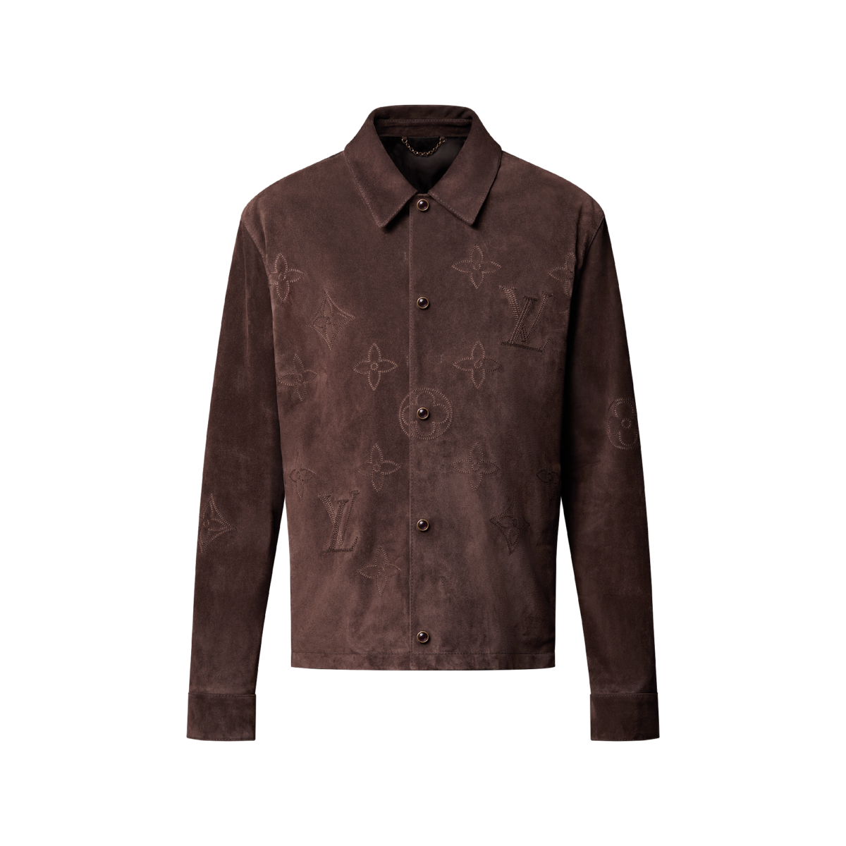Monogram Embroidered Suede Overshirt