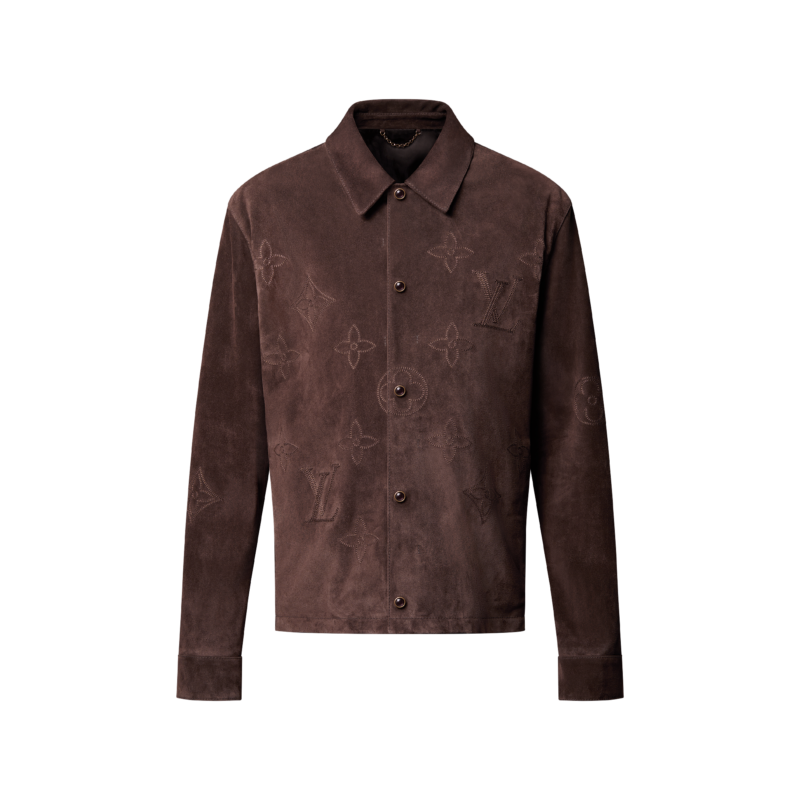 Monogram Embroidered Suede Overshirt