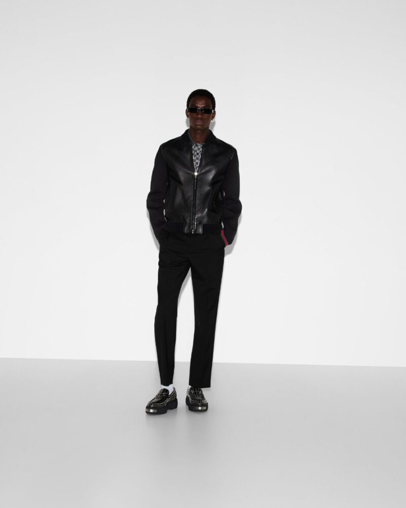 Nappa Leather And Knit Bomber Jacket