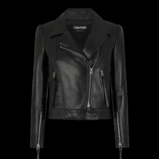 Nappa Leather Biker Jacket With T Trim