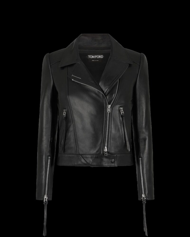 Nappa Leather Biker Jacket With T Trim