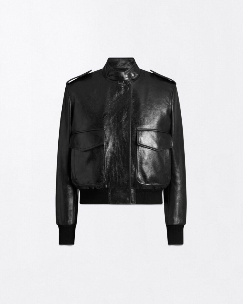 Natural Grain Calf Leather Aviator Jacket