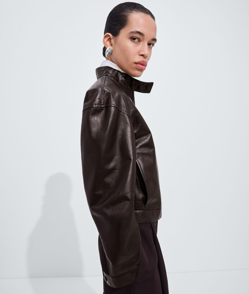 Papery Leather Blouson Ebony