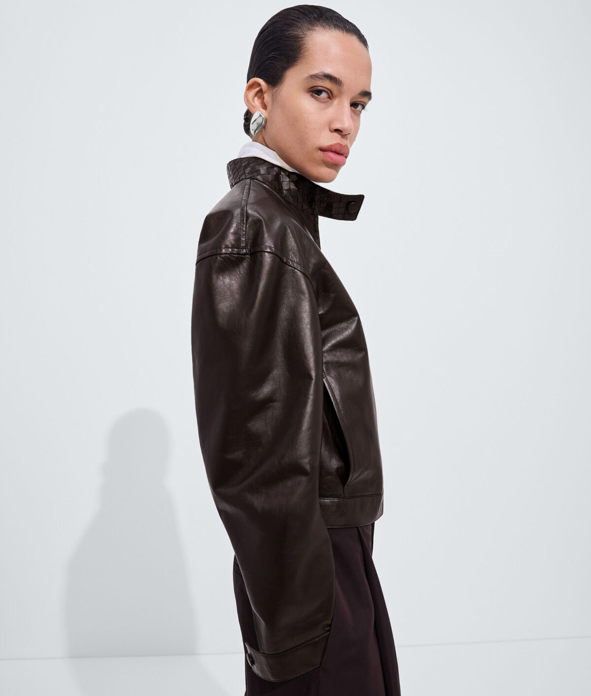 Papery Leather Blouson Ebony