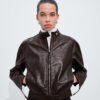 Papery Leather Blouson Ebony
