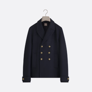 Peacoat with Gold-Tone Buttons Navy Blue Virgin Wool and Cashmere