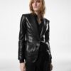 Peak Lapel Leather Jacket