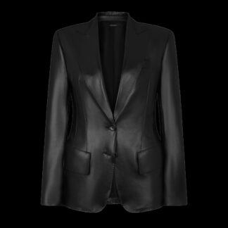 Peak Lapel Leather Jacket