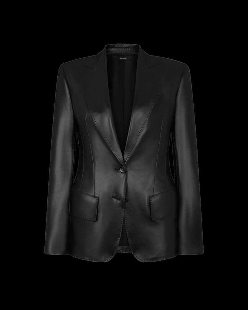 Peak Lapel Leather Jacket