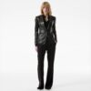 Peak Lapel Leather Jacket