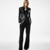 Peak Lapel Leather Jacket