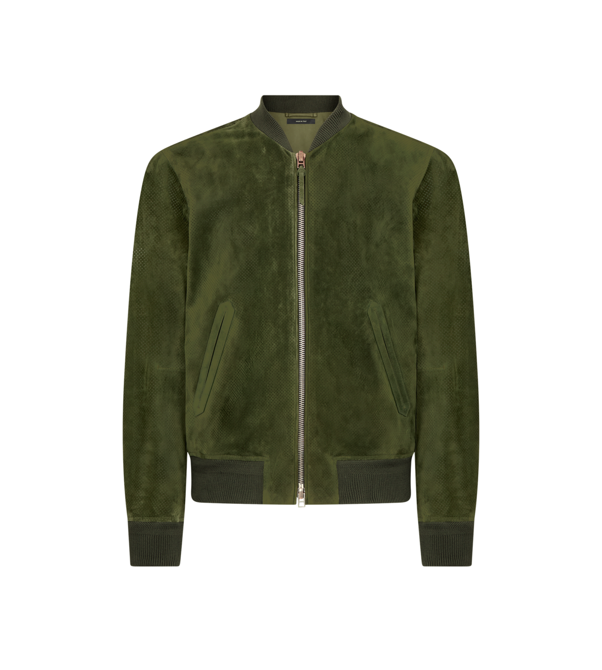 Perforated Cashmere Suede Bomber