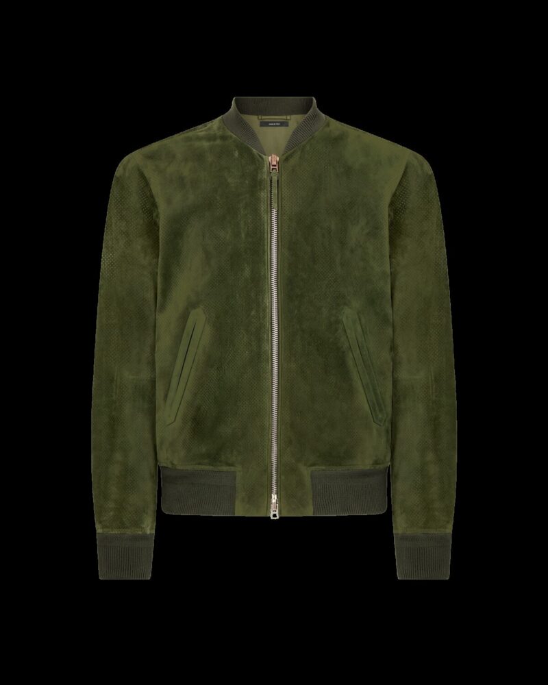 Perforated Cashmere Suede Bomber