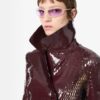 Perforated Patent Calf Leather Double Breasted Jacket