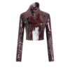 Perforated Patent Calf Leather Double Breasted Jacket