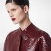 Printed Leather And Washed Duchesse Biker Coat