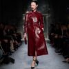 Printed Leather And Washed Duchesse Biker Coat